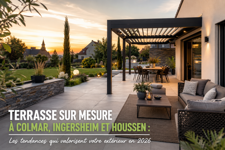 Terrasse sur mesure à Colmar, Ingersheim et Houssen : les tendances qui valorisent votre extérieur en 2026